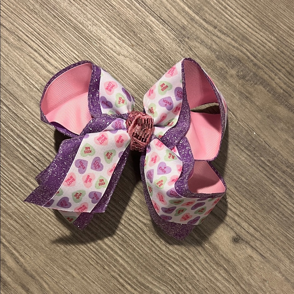 Pink and Purple Conversation Heart Bow